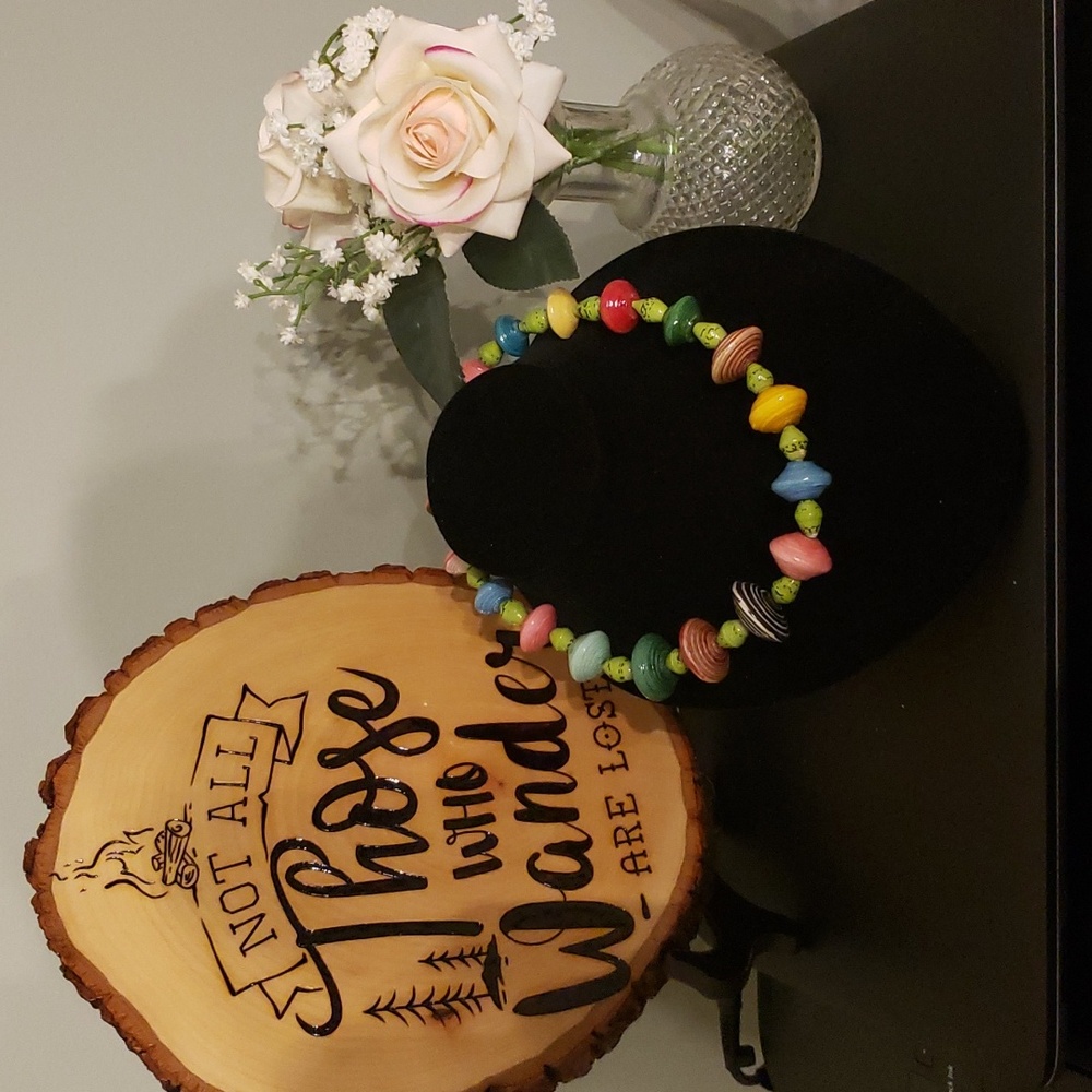 Multi color bead necklace